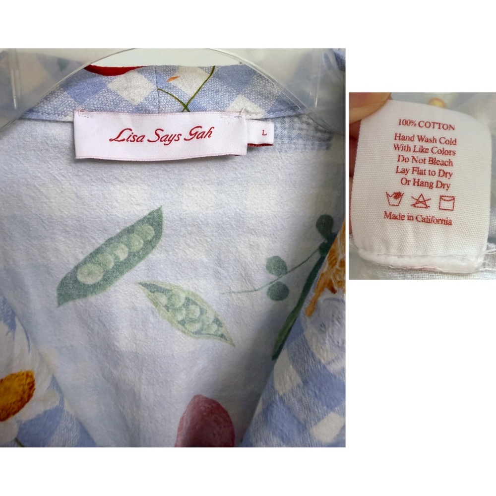 Lisa Says Gah Alexa Picnic Alfresco Mini Shirt Dress Blue Gingham Food L - Picture 3 of 16